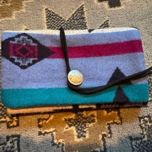 Vintage Pendleton Woolen Mills Southwestern Pattern Wool jewelry organizer.